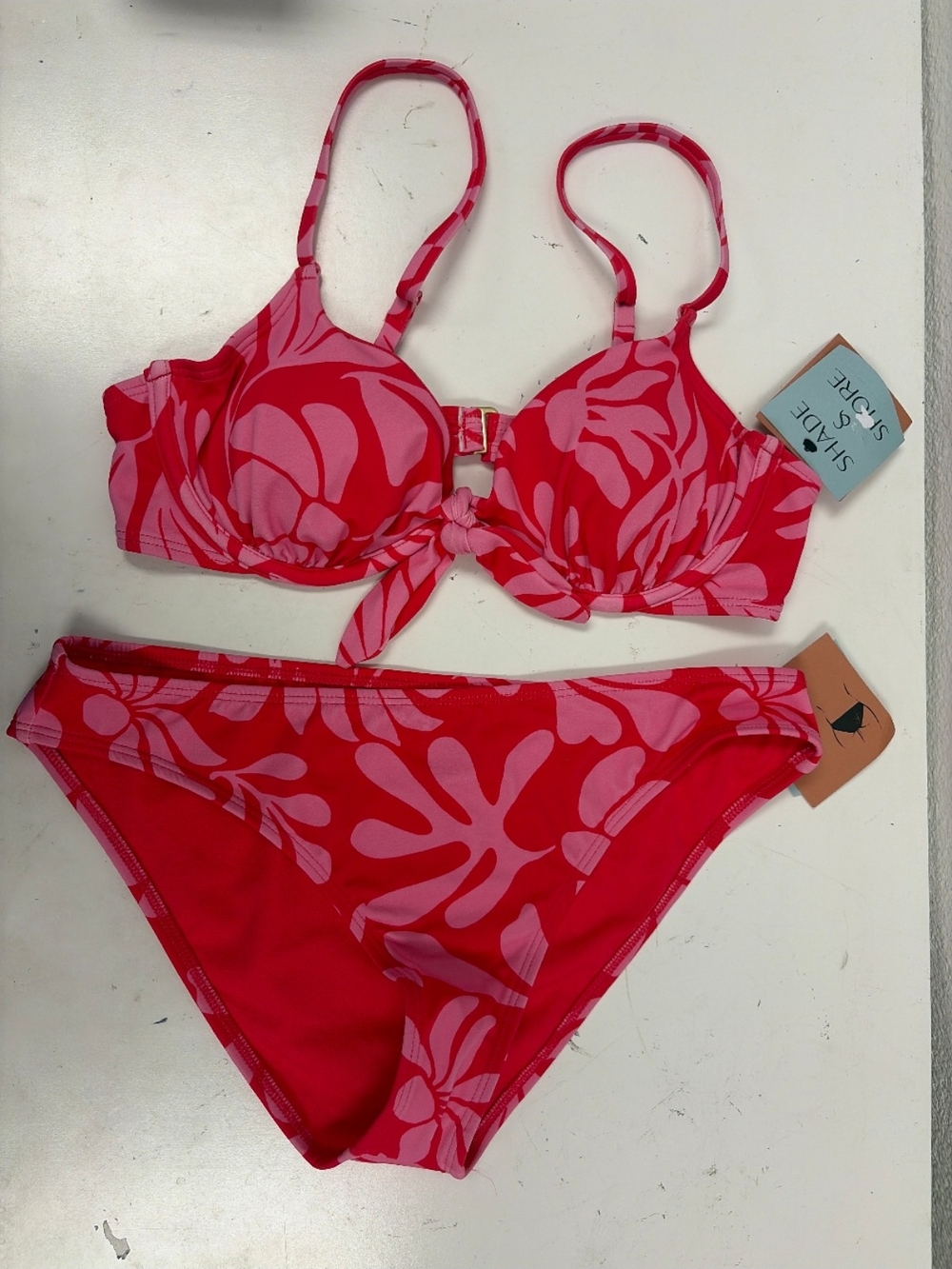 Womens Tie-Front Bikini Set Size Medium Bottoms & 36B Top #736